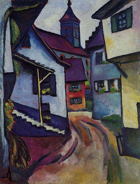August Macke Street with church in Kandern China oil painting art